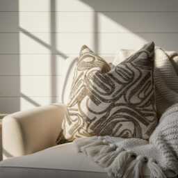 Woven Stripe Pillow Cover Beige Brown Abstract Texture, Boho Decor - All Duties Paid Usa - thumbnail 4
