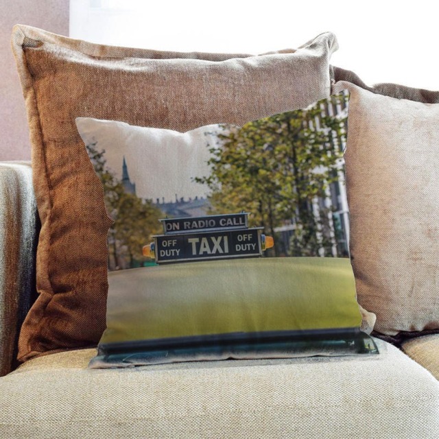New York Yellow Taxi Photography - Decorative Pillow Throw Cushion Fabric , Case Cover Or With Filling