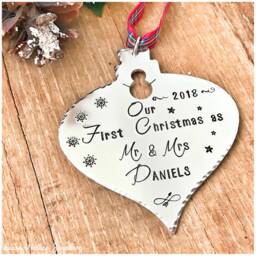 Personalized Christmas Tree Ornament , First Married Custom Decoration - thumbnail 2