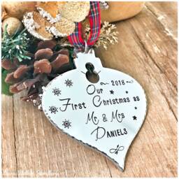 Personalized Christmas Tree Ornament , First Married Custom Decoration - thumbnail 1