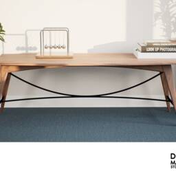 Modern Coffee Table, Small Table Decor, Rectangle Mid Century Natural Wood - thumbnail 4