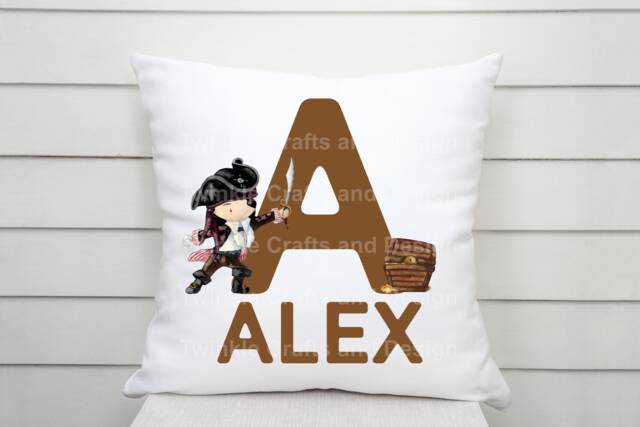 Personalised Boys Alphabet Pirate Cushion, Personalized Gift For Boys, Childrens Personalised Pillow - image 1