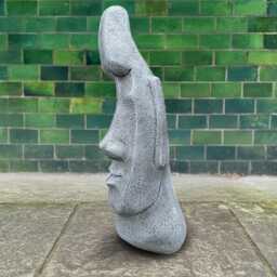 Concrete Moai Sculpture Stone Garden Easter Island Face Cement Head Figurine Outdoor Decor Polynesian Style Yard Statue Lawn - thumbnail 2