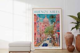 Buenos Aires Travel Poster, Argentina Print, Art, Colourful Decor, Gift - thumbnail 1