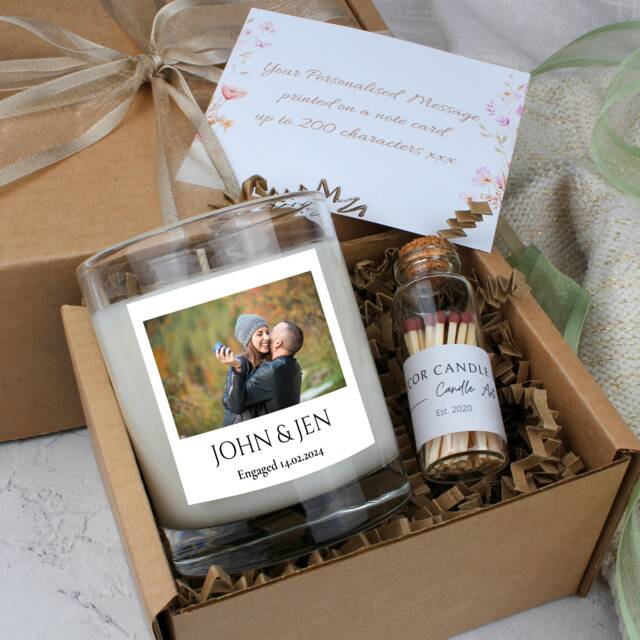 Personalised Photo Candle - Engagement, Wedding, Anniversary Gift - image 1