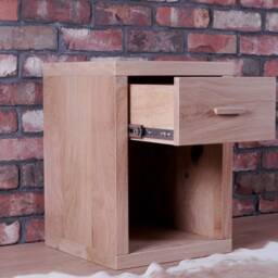 Handmade Oak Bedside Table With Drawer - Clear Finish - thumbnail 3