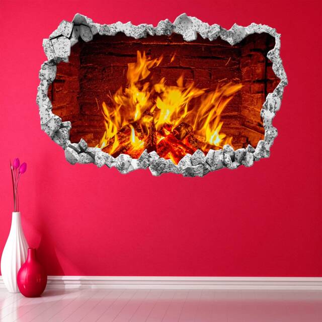 Fireplace Flame Wall Decal Sticker Mural Poster Print Art Home Office Decor Ct82 - image 1