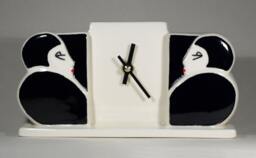Echo Of Deco British Art Pottery Inspired Flapper Girl Mantel Clock - thumbnail 1