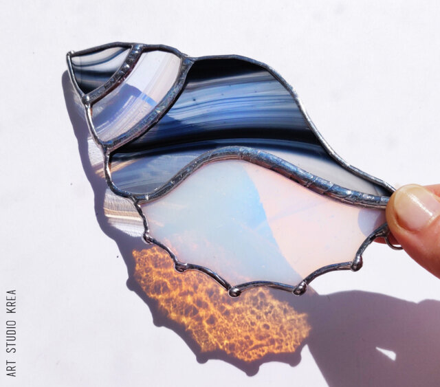 Summer Glass Hanging Decoration [Shell 4] Stained Glass, Ornament, Window Decoration, Wall Hanging, Home Decor Gift - image 1