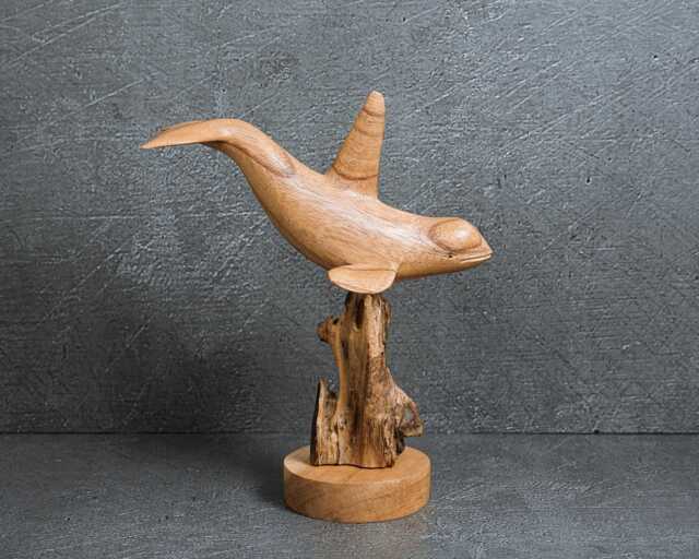 Handmade Wooden Orca Sculpture Natural Jempinis Wood Carving 9 - image 1