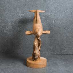 Handmade Wooden Orca Sculpture Natural Jempinis Wood Carving 9 - thumbnail 4