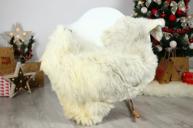 Organic Sheepskin Rug, Real Gute Sheepskin, Gray Beige Rug Christmas Home #gutchris13 - image 1