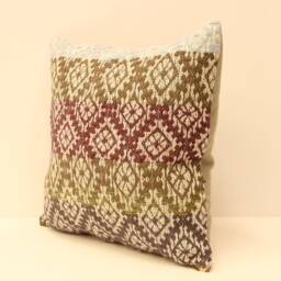 Textile Pillow 16x16 Inch - 40x40 cm Decorative Boho Interior Design Retro Home Decor Ethnic Pillowcover Natural Dyekilim Cushion 4Kf-110 - thumbnail 3