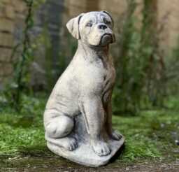 Garden Boxer Dog Figurine Concrete Statue Outdoor Pet Sculpture Cement Memorial Decoration Front Door Ornament Lover Gift - thumbnail 1