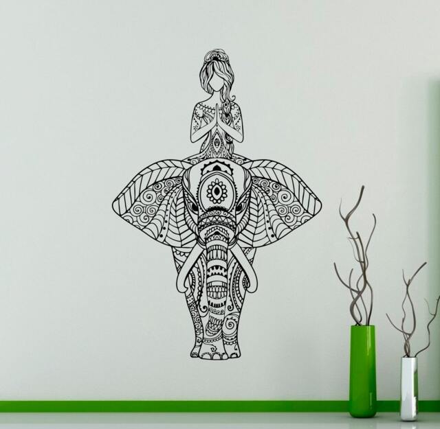 Indian Elephant Wall Vinyl Decal Yoga Sticker Studio Decor Living Room Murals Housewares 2(Yga - image 1