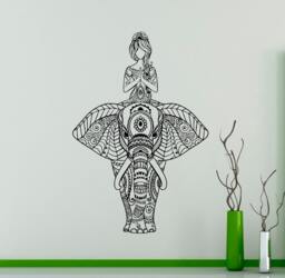 Indian Elephant Wall Vinyl Decal Yoga Sticker Studio Decor Living Room Murals Housewares 2(Yga - thumbnail 1