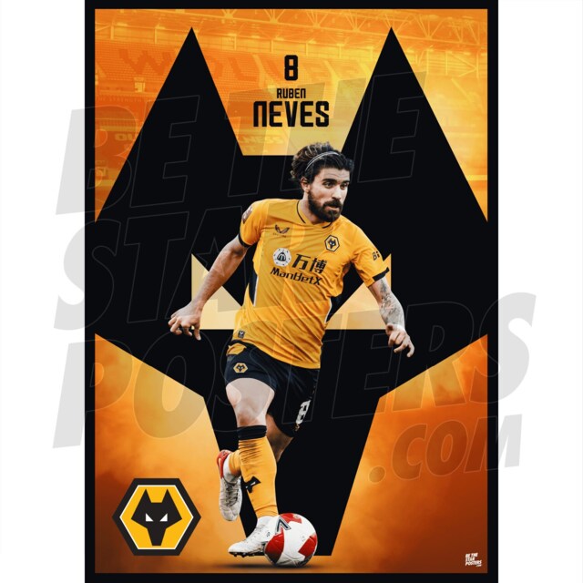 Wolverhampton Wanderers Fc Neves 21/22 Action Poster - Officially Licensed Product A4/A3 + Framed Option - image 1