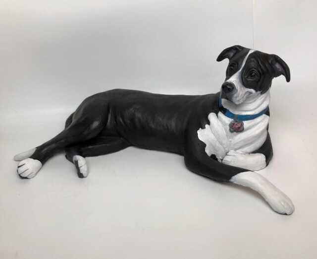 Custom Clay Pet Sculpture Staffordshire Bull Terrier Memorial - image 1