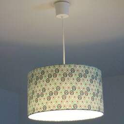 Lampshade - Pendant Light With Mini Green Peacock Feather Motifs, Ideal Christmas/Birthday Gift, Exotic Tropical Decor - thumbnail 3