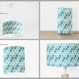 Lampshade - Pendant Light With Mini Green Peacock Feather Motifs, Ideal Christmas/Birthday Gift, Exotic Tropical Decor - thumbnail 4