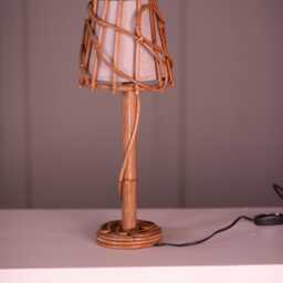 Handmade Rattan Table Lamp - Woven Boho Bedside Light Natural Bamboo Wicker Desk Coastal Home Decor Eco Friendly Gift - thumbnail 4