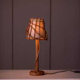 Handmade Rattan Table Lamp - Woven Boho Bedside Light Natural Bamboo Wicker Desk Coastal Home Decor Eco Friendly Gift - thumbnail 2