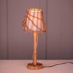 Handmade Rattan Table Lamp - Woven Boho Bedside Light Natural Bamboo Wicker Desk Coastal Home Decor Eco Friendly Gift - thumbnail 3