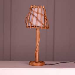 Handmade Rattan Table Lamp - Woven Boho Bedside Light Natural Bamboo Wicker Desk Coastal Home Decor Eco Friendly Gift - thumbnail 1