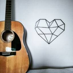 Geometric Heart Sculpture 3D - Hanging Wall Art Figure Decor Scandinavian Style Hygge Home Boho - thumbnail 2