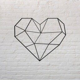 Geometric Heart Sculpture 3D - Hanging Wall Art Figure Decor Scandinavian Style Hygge Home Boho - thumbnail 3