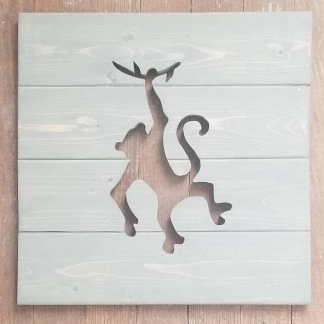 Monkey Reclaimed Wood Cutout Sign Wall Decor Jungle Theme Nursery - image 1