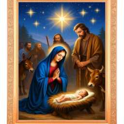 Mother Mary & Jesus Framed Digital Print, Golden Artwork - 11x14 Inch - thumbnail 2