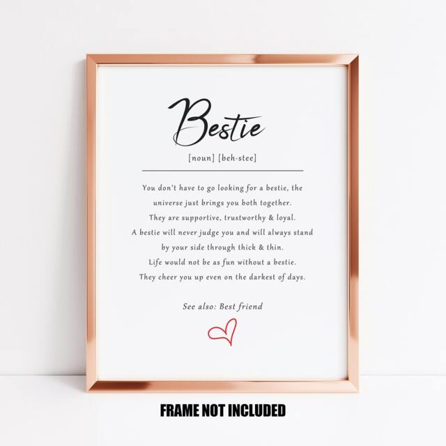 Bestie Definition Art Print, Bestie Gift, Thank You Birthday Appreciation Gift For Bestie, Best Friend - image 1