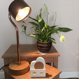 Industrial Style Desk Lamp With Hardwood Base - thumbnail 2