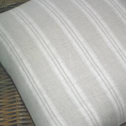 Kate Forman White Stripe Linen Cushion Cover - UK Designer & Natural Woven Ticking 20 X 20, 16 - thumbnail 3