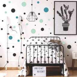 Assorted Size Polka Dots Wall Decal, Different Dot Big & Small Decor, Sticker 69Nw - thumbnail 1
