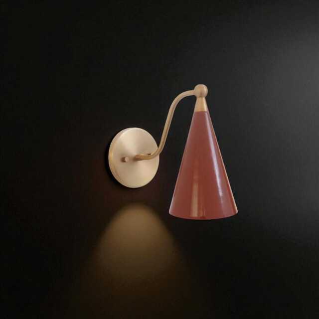 Single Sconce Raw Brass Cone Shape Mid Century Antique Finish - Bedroom Lights Vanity Lamps Wall Light Fixtures - image 1