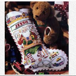 Personalised Christmas Stocking Santas Workshop Embroidered Santa Family Stockings Custom Cross Stitch Made To Order Mantelpiece Decor - thumbnail 2