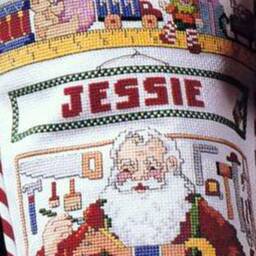 Personalised Christmas Stocking Santas Workshop Embroidered Santa Family Stockings Custom Cross Stitch Made To Order Mantelpiece Decor - thumbnail 3