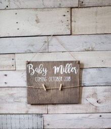 Birth Announcement Wood Songram Picture Sign Wall Art Decor/ Rustic/Date/ Arriving Month/ Year/ Calendar Arrival/ Pregnancy/ Pregnant - thumbnail 1