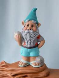 Gnome Statue - Holding A Seashell Beach Gnome Tropical Flip Flop Summer - thumbnail 1
