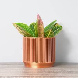 "Mid-Century Modern Planter With Drainage & Saucer in Copper, Unique 3D-Printed Plant Pot, Sizes 4"" 5"" 6"" 7"" 8" - thumbnail 3