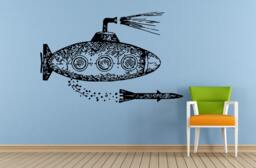 Submarine Under Water Navy Sail Boat Old Ship Yat Liner Ocean Sea Lake River Transport Wall Decal Vinyl Sticker Mural Room Decor L1702 - thumbnail 1