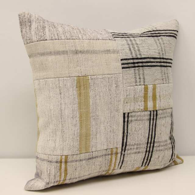 Patchwork Kilim Pillow Cover 18x18 Handwoven Turkish - image 1