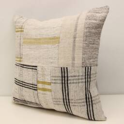 Patchwork Kilim Pillow Cover 18x18 Handwoven Turkish - thumbnail 3