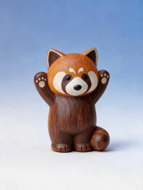 Handmade Wooden Raccoon Figurine, Miniature Critter Statue, Sculpture, Hands Up Raccoon, Small Wildlife Ornament - image 1