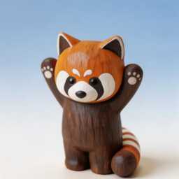 Handmade Wooden Raccoon Figurine, Miniature Critter Statue, Sculpture, Hands Up Raccoon, Small Wildlife Ornament - thumbnail 2