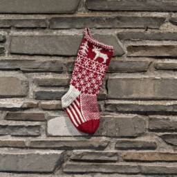 Moose Christmas Stocking - Hand Knit, Fair Isle, Vintage Inspired Knit With The Wind - thumbnail 3