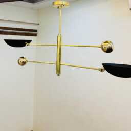 Brass Sputnik Chandelier - Mid Century Modern 2-Light Pendant - thumbnail 2