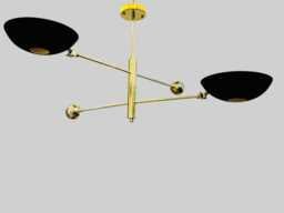Brass Sputnik Chandelier - Mid Century Modern 2-Light Pendant - thumbnail 1